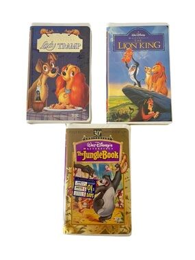 Vintage Disney VHS set 3 bundle The King Lion, Lady & the Tramp, The Jungle Book